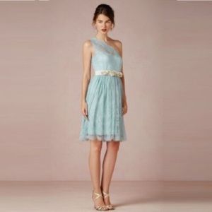 Va Et Vien for BHLDN Ariel One Shoulder Lace Dress, Sky Blue, Size 2